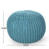 Moro - Knitted Cotton Round Pouf With Pumpkin Shape