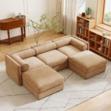 Contemporary Elegant White Chenille Sofa With Storage And Ottoman