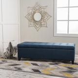 Nebulous - Fabric Upholstered Ottoman With Storage And Diamond Tufted Seat - Navy Blue