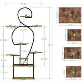 Plant Stand Indoor With Grow Light, 9 Tiered 63" Tall Indoor Plant Shelves For Multiple Plants - Walnut / Black