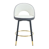 Upholstered Rotatable Bar Chair With Metal Legs For Dining Room