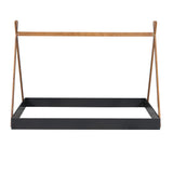 Full Size Tent Floor Bed With Triangle Structure, Low Profile Design - Black / Brown