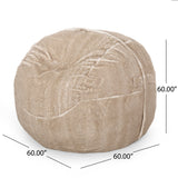 Vida - Modern 5 Foot Rounded Bean Bag - Snow White / Beige