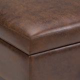 Owen - Square Coffee Table Storage Ottoman - Distressed Chestnut Brown
