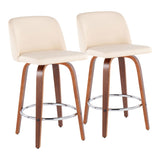 Toriano - Mid-Century Modern Fixed Height Counter Stool With Round Footrest (Set of 2)