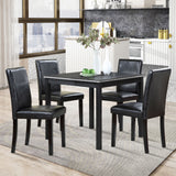5 Pieces Wooden Dining Table Set, Square Table And 4 Upholstered Chairs