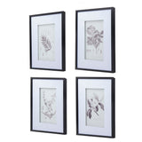 Botanical Wall Art Prints, Home Decor For Living Room Dining Room, Bedroom, Hallway (Set of 4) - White / Black