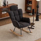Contemporary Teddy Fabric Upholstered Nursery Rocking Glider Chair With High Backrest And Pillow