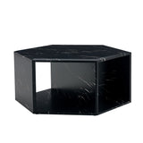 Hexagonal Coffee Table With Characteristic Pattern Stickers And Multi-Hole Design For Extra Storage