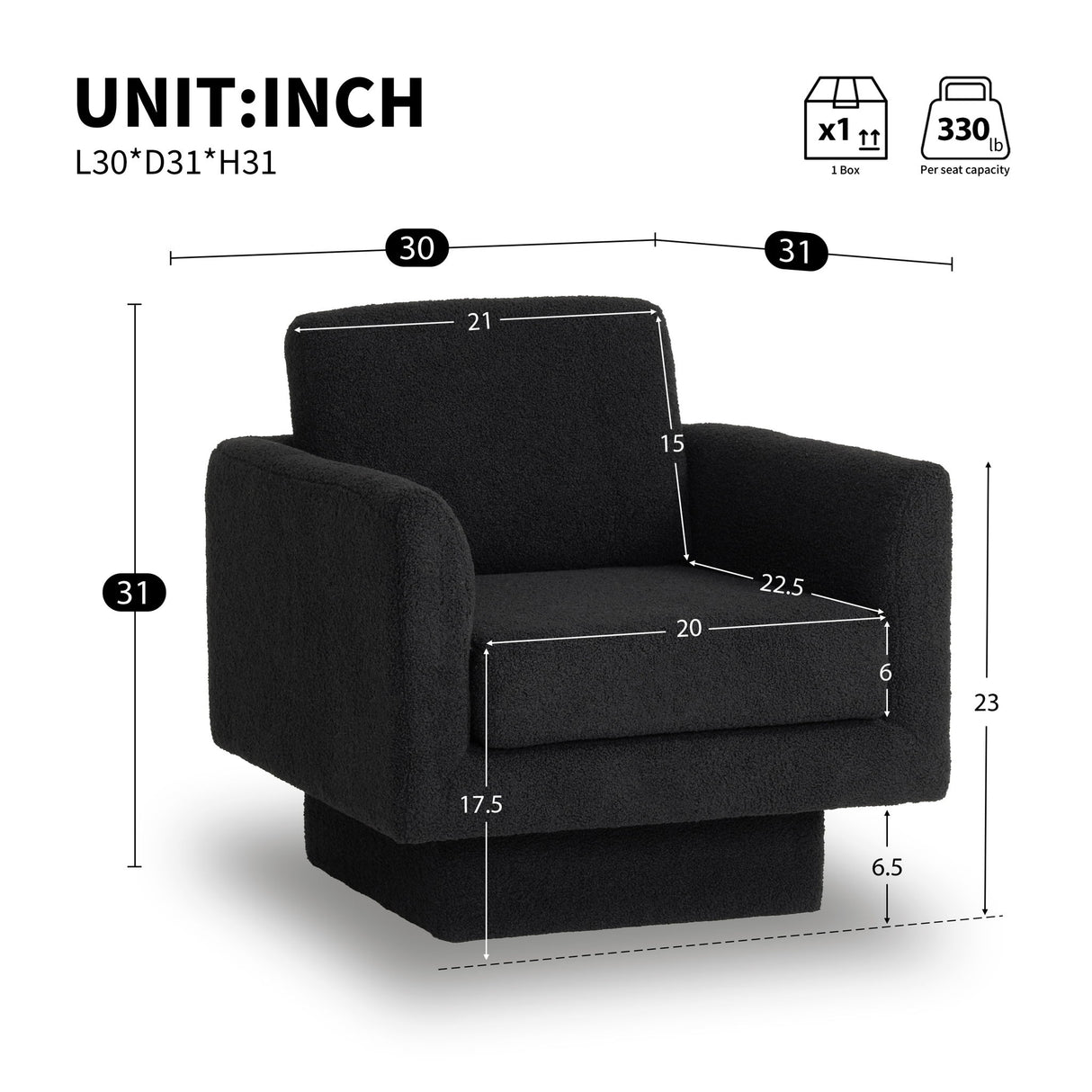360° Modern Swivel Accent Chair Round Armchair, Thick Padded Single Lounge Sofa Upholstered Comfy