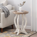 French Country Style Accent Table With Hourglass Design