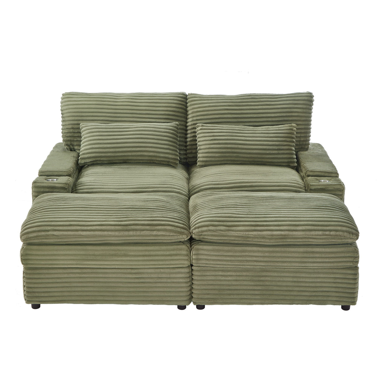 Convertible Loveseat Sofa With Storage And USB Ports - Green