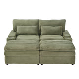Convertible Loveseat Sofa With Storage And USB Ports - Green