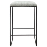 Counter Stool With Faux Linen Seat - Heathered Gray / Matte Black
