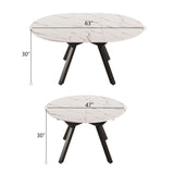 Modern Extendable White Circular Dining Table with MDF Top and Metal Legs for 4-6 Persons