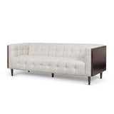 Contemporary Mid-Century Charm 3 Seater Sofa With Button Tufted Waffle Stitching