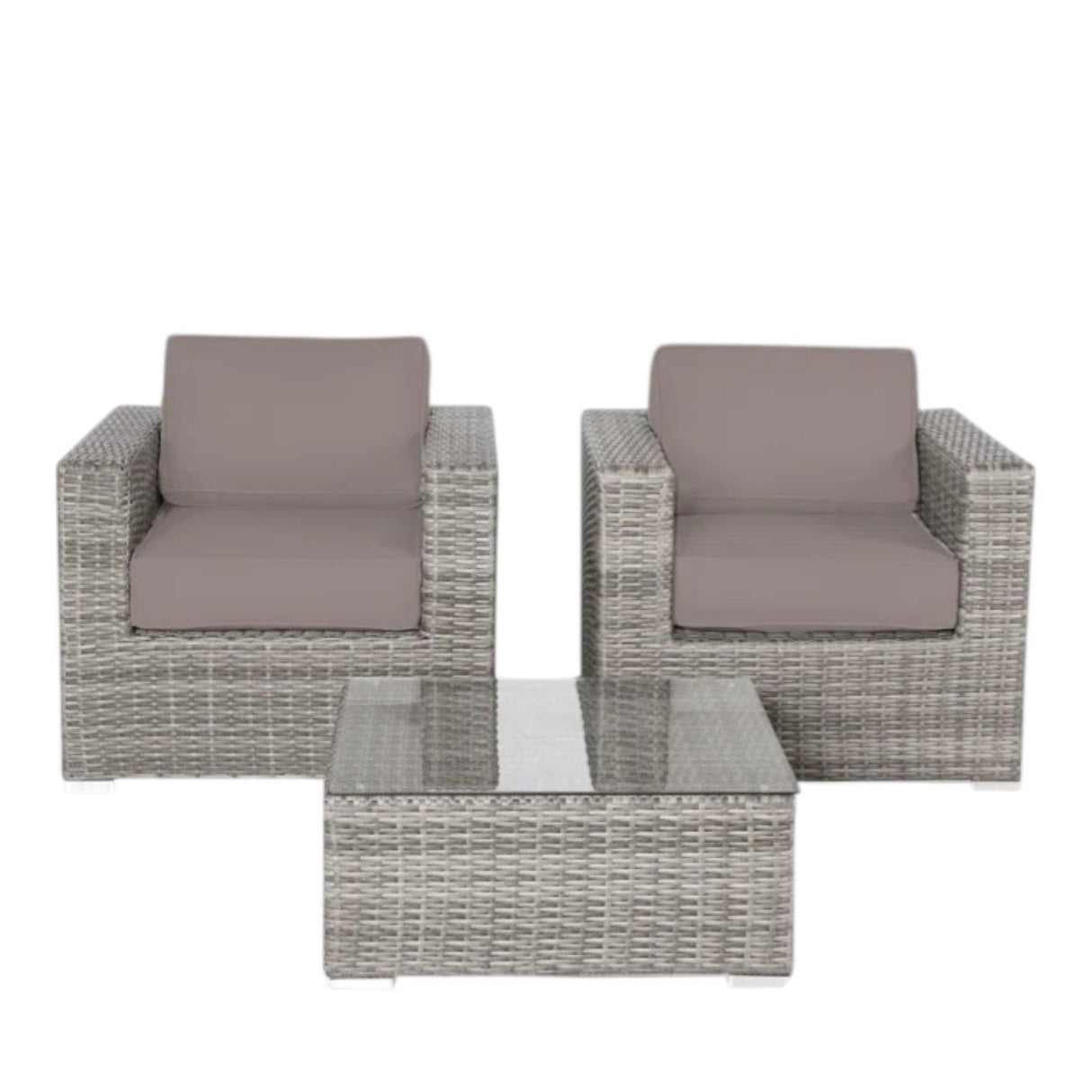 Wicker Seating Group Set With Table And Cushions