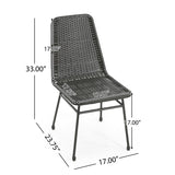 Aluminum And Rattan Chat Set, Outdoor Patio Set Includes Rattan Dining Chair Set Of 2 And C Shaped Side Table - Dark Brown