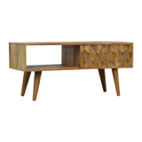 Pineapple Carve Sliding Media Unit - Oak