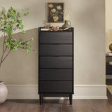 Modern Minimalist 5 Drawer Gallery Top Dresser - Black