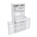 Modern Farmhouse Buffet Cabinet With Hutch Kitchen Storage Sideboard With Drawers & Barn Doors - White