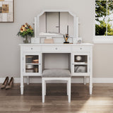 Elegant Makeup Vanity Desk With Adjustable Mirror And Storage And Construction - White