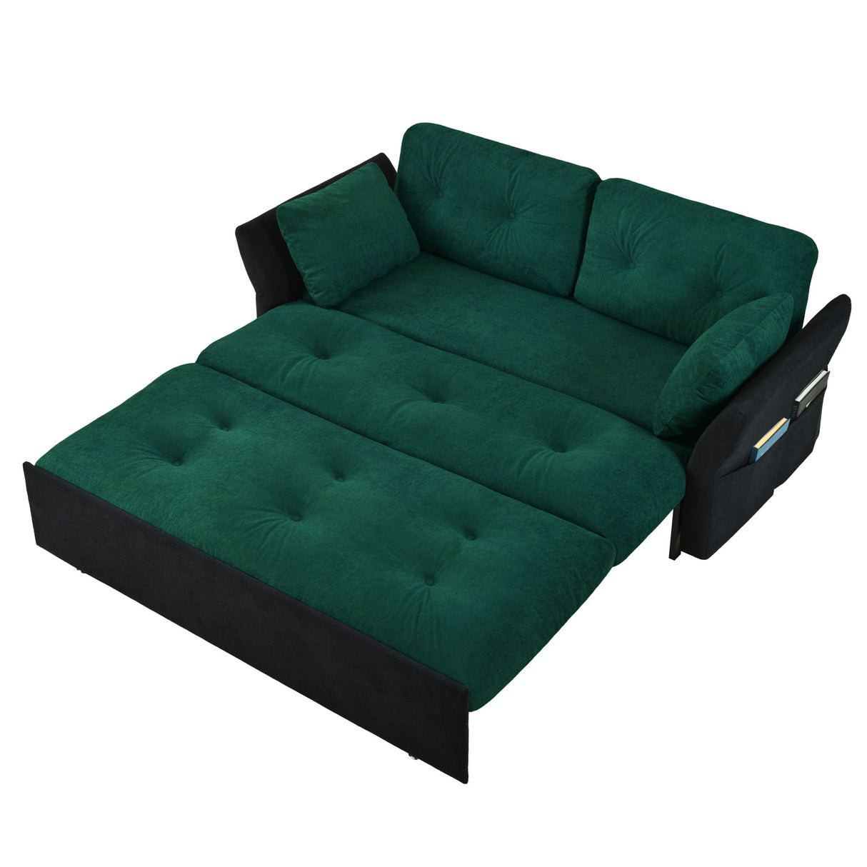Modern Convertible Sleeper Sofa Bed With Pull-Out Queen Design, Side Storage & Thick Cushions
