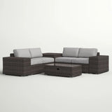 Modern Patio Rattan Sectional Set With Cushions