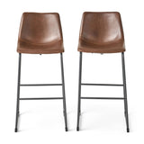 Barstool With Upholstery And Foot Rail - Vintage Brown