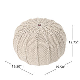 Bordeaux - Knitted Cotton Round Pouf Ottoman And Floor Cushion