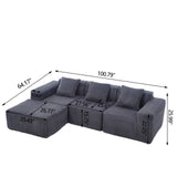 L - Shape Modern Minimalist Modular Sectional Sofa, Upholstered Cloud Couch With Deep Seats