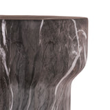 Round Geometric Outdoor End Table - Marble
