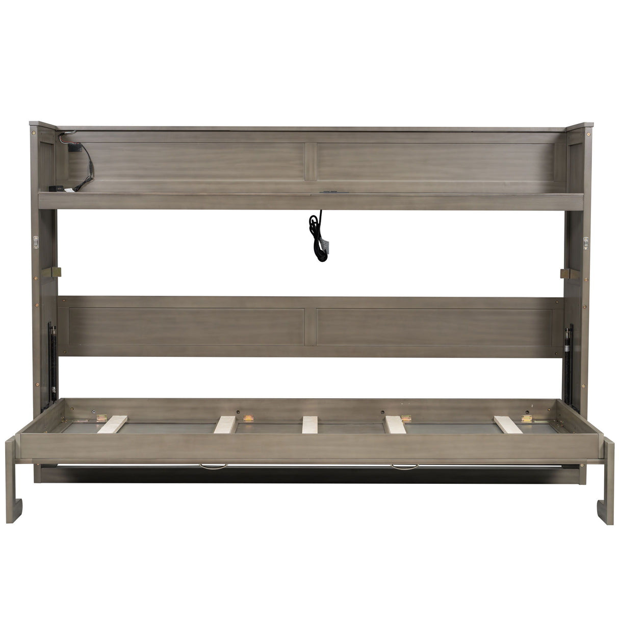 Murphy Bed With Desk, LED Light And USB Charging Station