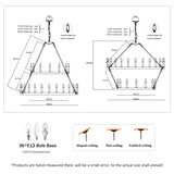 2 Tiers Wagon Wheel Chandelier Wooden Farmhouse 36 Light (24 / 12) Or (12 / 24) Metal Chandeliers 2 Story Light Fixtures Industrial For High Ceiling Living Dining Room Foyer, Adjustable Height - Black