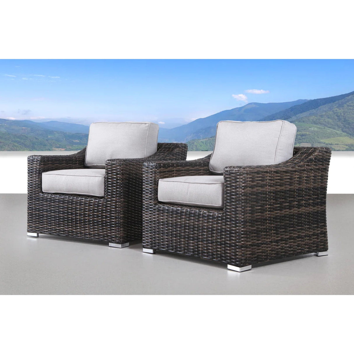 Modern Patio Chair With Cushions (Set of 2) - Brown