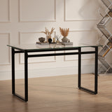 Modern Minimalist Rectangular Dining Table With Tempered Glass Top
