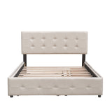 Upholstered Platform Bed With Classic Headboard And Drawers, No Box Spring Needed