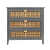 3 Drawer Cabinet, Natural Rattan, American Furniture