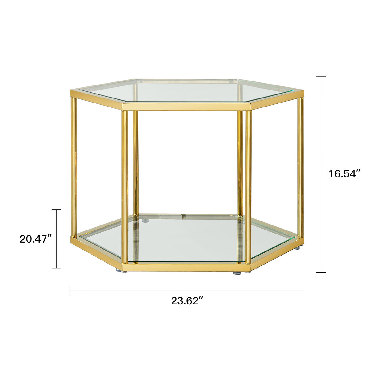 Modern Coffee Table With Double Layer Tempered Glass And Polygonal Design