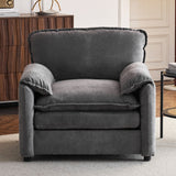 Oversized Reading Armchair With Thick Cushions, High Back Support