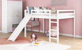 Full Loft Bed With Slide, Multifunctional Design - White