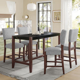 5 Piece Counter Height Dining Set, Bar Table With 4 Upholstered Chairs