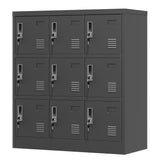 9 Door Employee Storage Locker With Card Slot, Lockers For Office, Gym, School, And Home - Black