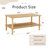 Modern 2 Tier Coffee Table With Open Storage Shelf For Living Room