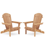 Lounge Patio Chair For Garden Outdoor Wooden Folding Adirondack Chair (Set of 2) Solid Cedar Wood Lounge Patio Chair For Garden