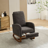 High Back Glider Rocking Chair With Retractable Footrest And Rubber Wood Legs
