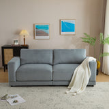 Modern Square Arm Sofa With Soft Fabric Upholstery, Deep Cushions