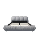Luxury Upholstered Platform Bed With Oversized Padded Backrest And Solid Wood Frame