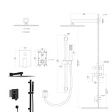 Wall Mounted Square Shower System With Adjustable Slide Bar, 12" Rainfall Shower Head - Oil-Rubbed Bronze