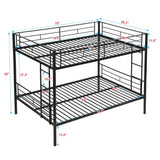 Modern Metal Bunk Bed, Full Over Full, No Box Spring Needed - Black